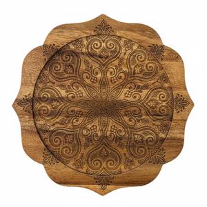 Lot de 4 assiettes de présentation rondes en bois d'acacia, assiettes à dîner en bois écologiques, accessoires de table, fournisseurs en gros - Product Image 5