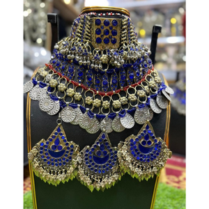 Vente en gros de bijoux personnalisés fabricants de bijoux afghans dames Kuchi fête Vintage ensembles de bijoux pour femmes collier et boucles d'oreilles ensemble - Product Image 3