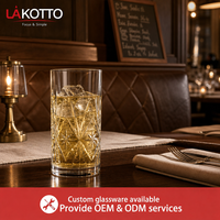 LAKOTTO Verre à eau en cristal taillé Starburst 440 ml, verrerie en gros, approvisionnement en vrac, cadeau promotionnel pour hôtel et bar, logo personnalisé