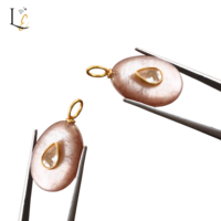 Pendentif ovale en pierre de lune chocolat naturelle avec incrustation de zircon, en argent sterling 925, pendentifs fins, breloques pour la fabrication de bijoux, 18 mm