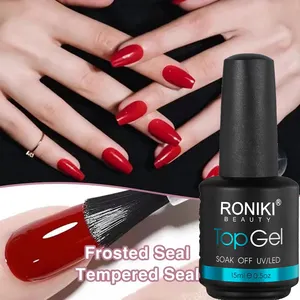 RONIKI 15ml Professional Supplies Super shine Clear Gel Nail Polish Clear Top Coat soak off UV Gel No wipe Top Coat