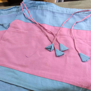 Handcrafted Cotton Shoes Storage Bag Pink Colour Travel Footwear Pouch with Drawstring Closure, Lightweight & Washable Organizer - Product Image 1