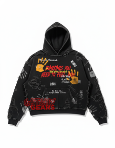 Ensemble sweat à capuche femme sexy avec strass sweat à capuche personnalisé surdimensionné 500GSM coton Streetwear pull à épaules tombantes unisexe - Product Image 3