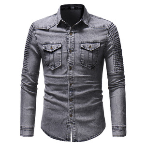 Autumn <b>Long</b> <b>Sleeve</b> Slim Fit Cotton Tops <b>Shirts</b> for Men Daily Men Top Denim <b>Shirts</b> - Product Image 6
