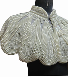 เสื้อคลุมเจ้าสาวสีขาวแบบสั้น ไซส์พลัส คุณภาพสูง ประดับด้วยลูกปัดและงานปักมือด้วยไข่มุกอย่างดี ระบายอากาศได้ดี ดีไซน์สวยงาม - Product Image 2