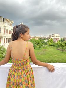 Nueva llegada Diseño Impreso Hasta la rodilla Cuello en V Pequeño lazo floral en la cintura Manga corta Vestidos casuales para mujeres Señoras artículo - Product Image 4