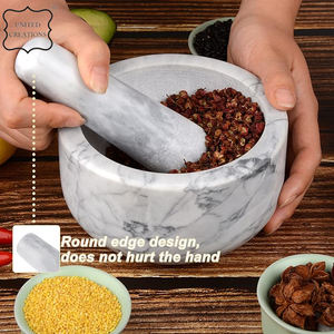 Pilon et mortier en marbre blanc naturel de meilleure qualité boîte de vaisselle en céramique emballée - Product Image 3