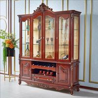 Meuble de présentation de luxe en teck massif, écologique, durable, fait main, style antique, avec porte à panneaux carrés, pour la maison