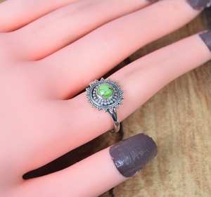 Bague en argent sterling 925 avec pierre précieuse turquoise cuivre vert, cadeau pour la Saint-Valentin - Product Image 4
