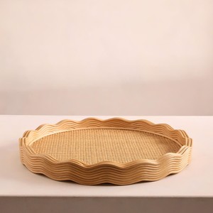 Bandejas redondas de ratán con borde festoneado para servir, decoración de vajilla de comedor en el hogar, restaurante, Hotel, decoración de fiesta - Product Image 1