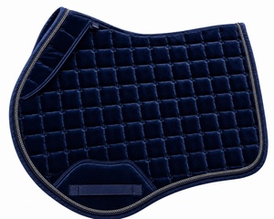 Ensemble de tapis de selle de luxe en velours bleu avec voile anti-mouches respirant et protège-pattes en maille |   Ensemble d'équipement équestre anglais - Product Image 2