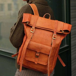 กระเป๋าเป้หนังสไตล์วินเทจสุดหรูมีสไตล์สำหรับผู้หญิงกระเป๋าเป้สะพายหลังสำหรับผู้หญิงแบบพกพามีซิปอเนกประสงค์ - Product Image 3