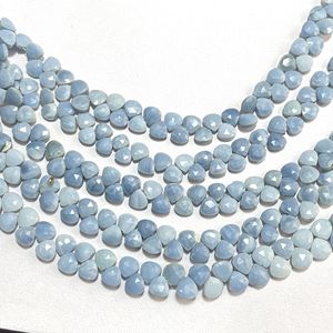Perles Briolette en forme de coeur à facettes d'opale bleue naturelle, pierre précieuse calibrée de 7MM pour l'utilisation de bijoux - Product Image 5