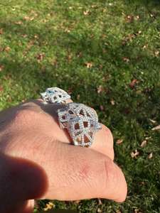 Anillo Panter geométrico de moissanita y morganita IGI certificado Real sólido 925 Plata para hombres Hip Hop Look boda y fiesta - Product Image 2