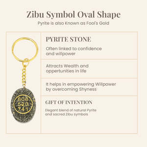Porte-clés en pyrite Orgone avec symbole Zibu pour attirer l'argent - Lot de 2 porte-clés en cristal avec mousqueton - Product Image 5