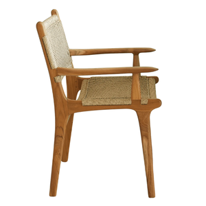 Modern Natural Teak Frame <b>Dining</b> <b>Chair</b> with Handwoven <b>Rattan</b> Seat and Backrest Eco-Friendly for Apartment Use - Product Image 5