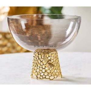 Cuenco hecho de acrílico de la mejor calidad con diseño de hojas y flores de lujo únicas chapadas en oro Centro de mesa y suministros de decoración - Product Image 6