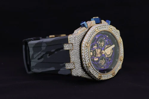 VVS Moissanite รอบตัดเพชรนาฬิกาข้อมือผู้ชาย, นาฬิกาสายหนังสำหรับเขาสวมใส่นาฬิกาหน้าปัดกลม, นาฬิกาของขวัญ - Product Image 3