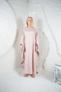 Vestido Kaftan Largo de Lino Premium, Estilo Vintage, Formal, Hecho a Mano, Corte Holgado con Dobladillo Evase - Product Image 3