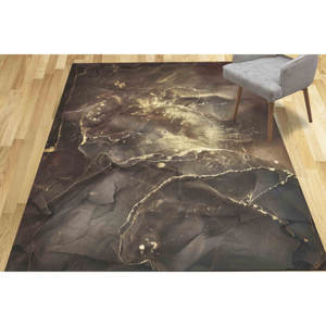 Brown Gold Marble <b>Chenille</b> <b>Rug</b>: Modern Salon Decor,Nonwoven Thin <b>Rug</b> - Product Image 2