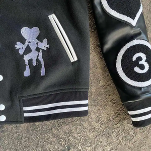 Custom Logo Crop Letter Man <b>Baseball</b> <b>Jacket</b> Wool <b>Men</b> Black Cropped <b>Jacket</b> Embroidery Patch Varsity <b>Jacket</b> Manufacturers - Product Image 3