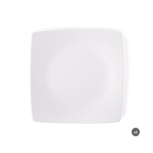 Durable Square Set of 6-pcs Ceramic Dessert Plates White Matte Finishing Nordic Minimalist Elegant Design Eclipse Excelsa - Product Image 1