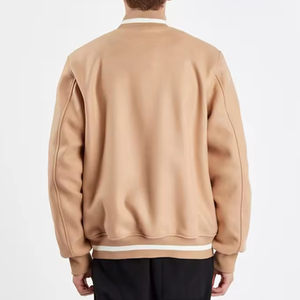 High Quality Custom Heavy Wool Baseball Varsity <b>Jacket</b> <b>Mandarin</b> <b>Collar</b> Regular Length Canvas Front Logo Winter Unisex - Product Image 4