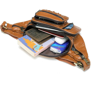 New Fashion Men's Genuine Leather <b>Pouch</b> Bag Chest Pack Leather Waist Pack Male Money Bag <b>Belt</b> Waist Bag - Product Image 4