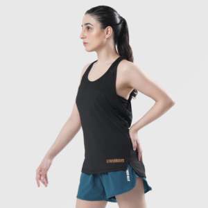 เสื้อกล้ามครอปท็อปผู้หญิง Breeze Fit แบบลำลอง ระบายอากาศได้ดี ผ้าริบถัก ทรงสปอร์ต สีดำ ลายมัดย้อม 3 มิติ เหมาะสำหรับออกกำลังกาย - Product Image 1