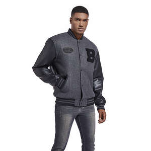 Veste universitaire pour homme personnalisée, en laine, style streetwear, avec appliques brodées, manches en cuir, vente en gros - Product Image 3