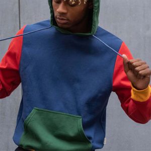 <b>Men</b> Multi-Color Block Hoodie Bold and Stylish <b>Pullover</b> with Color Blocking, Perfect <b>for</b> Casual Streetwear and Everyday Comfort - Product Image 2