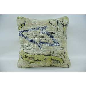 หมอนผ้าวูลสีเบจ16x16นิ้วลายวินเทจเทคนิคการเย็บปะติดปะต่อกันของลายวินเทจ - Product Image 1