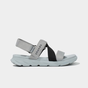 Unisex Sport Sandals with Gray Sole and Black Straps Casual Open Toe Cross-Strap Design Removable <b>Heel</b> Strap - Product Image 1