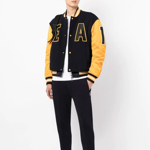 Custom <b>Men's</b> <b>Winter</b> Varsity <b>Jacket</b> Wool Leather Stand Collar Embroidered Logo Front <b>Waterproof</b> Breathable - Product Image 2