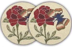 Handmade Flower-Shaped Glass <b>Beaded</b> <b>Placemat</b> New Year Christmas Dining Table Decorative Mat for Wedding Parties - Product Image 4