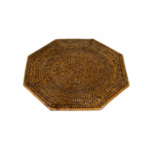 Handwicker Natural Rattan Octagonal <b>Placemat</b> 38cm Handmade Eco-Friendly Rustic <b>Dining</b> <b>Table</b> Decor From Vietnam for Party Use - Product Image 3