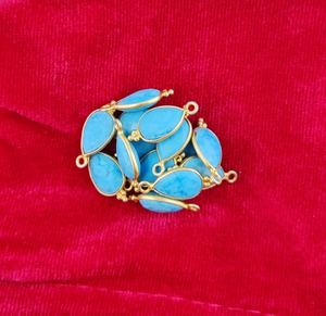 Pierres précieuses turquoises en forme de poire, Vermeil doré en argent Sterling 925, ensemble de lunette fantaisie, pendentif en pierre de naissance, pendentif en argent - Product Image 3