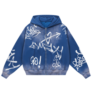 Sweat à capuche à fermeture éclair intégrale très vendu avec épaules tombantes avec votre logo personnalisé Sweat à capuche pour homme - Product Image 6