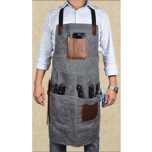 Best Quality Customizable Leather Sleeveless Chef-Inspired <b>Kitchen</b> <b>Aprons</b> for Men Classic Style 1-4 Pockets Daily Use - Product Image 5