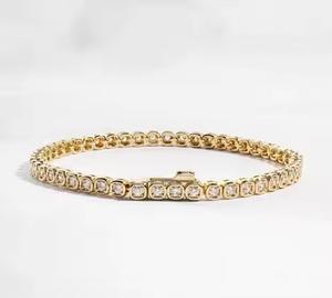 Pulsera de tenis para mujer de alta calidad recién llegada 10K oro amarillo Moissanite corte redondo diamante - Product Image 3