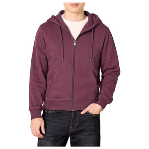 Men Winter Hoodie Sweatshirt 100% Cotton Fleece Knitted Fabric 410g Long Sleeve Zipper-Up Eco-Friendly Breathable Pocket Solid - Product Image 3