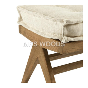 <strong>MRS</strong> WOODS Bedroom Bed End Ottoman Stool Beige Upholstered Velvet Tufted Wood Shoe Ottoman Storage <strong>Bench</strong> - Product Image 2