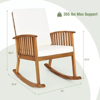 Chaise berçante en bois confortable pour balcon de porche de la piscine siège confortable et coussin épais naturel élégant durable et robuste