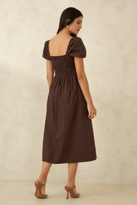 Attrayant bordeaux été vacances longue rayonne dames Maxi robe femmes décontracté à manches courtes col carré plage robe mi-longue - Product Image 2