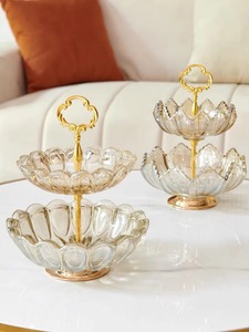 Top Trending Metal y vidrio Mesa Plato de fruta Tuerca Bandeja de almacenamiento de dulces Accesorios de lujo para el hogar - Product Image 5