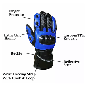 CE Knuckle Armors Protección Negro Azul Cuero Transpirable Unisex Pantalla táctil Compatible Guantes de moto para deportes Ciclismo - Product Image 4