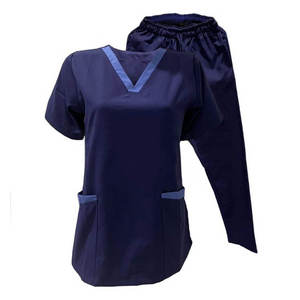 Traje de enfermera de satén personalizado de alta calidad, diseño de cuello en V para médicos, enfermeras, uniformes médicos de Hospital para mujeres y hombres, MOQ - Product Image 1