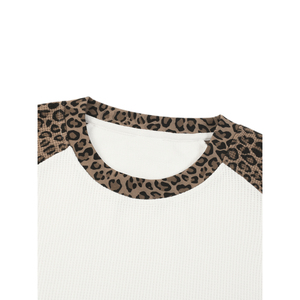 Oversize <b>Leopard</b> Panel Waffle T-<b>Shirt</b> for <b>Men</b>-260 GSM Silk Screen <b>Print</b> - Product Image 6