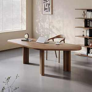 Modern <b>Solid</b> <b>Wood</b> Rectangular Executive Writing <b>Desk</b> Freestanding USA Origin for Office and Home Study - Product Image 1