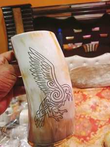 Top Quality Highly Polished Handcrafted Viking Carving Drinking Horn <b>Mug</b> for Wine and <b>Beer</b> Made with Natural Horn From India - Product Image 4